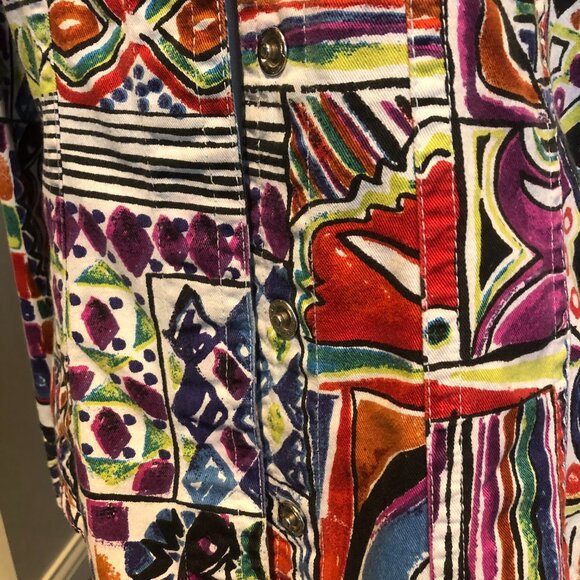 Chico's size 0 (equivalent to US Size 4) colorful abstract jacket - Picture 9 of 9